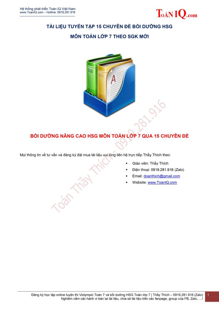 Bồi dưỡng HSG môn Toán lớp 7 theo SGK mới