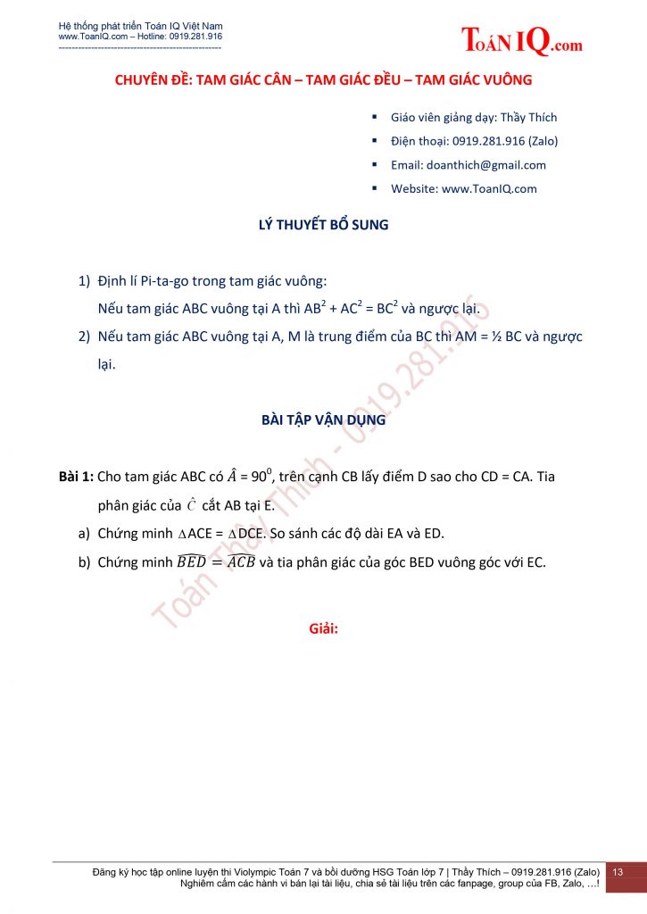 Tuyển tập 15 chuyên đề bồi dưỡng HSG môn Toán lớp 7 theo SGK mới