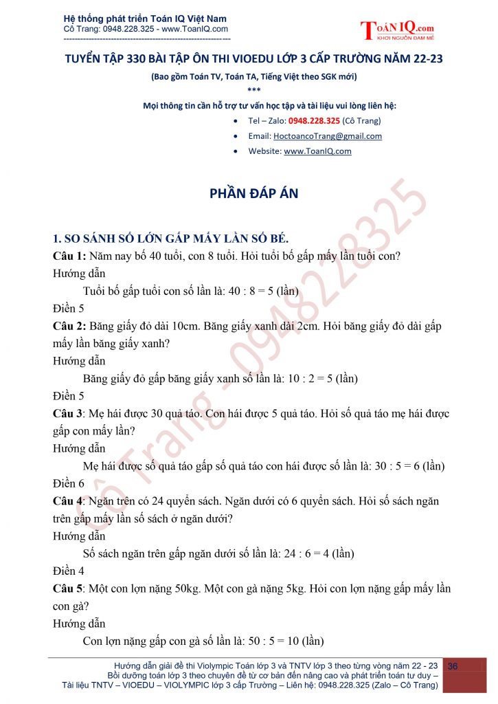 Đấu trường Toán học lớp 3