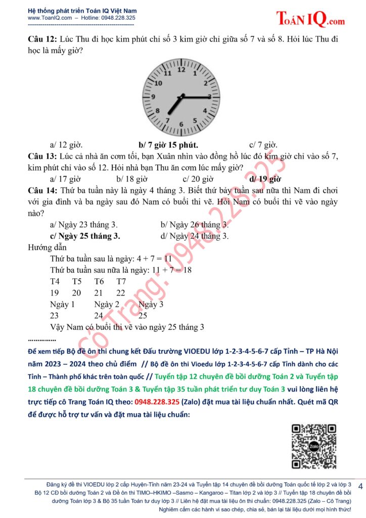 Đấu trường Vioedu lớp 2 cấp Thành phố Hà Nội năm 2023 - 2024