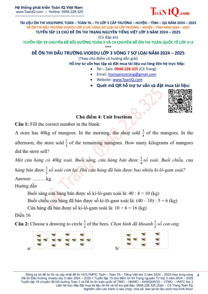 Đấu trường Vioedu lớp 3 Vòng 7 sơ loại năm 2024 - 2025