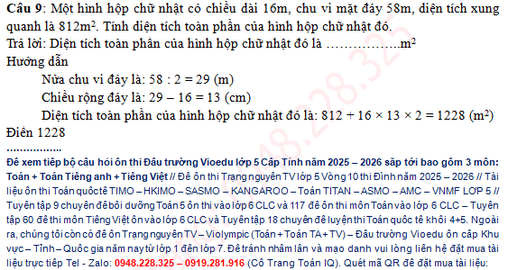 Đấu trường Vioedu lớp 5 cấp Tỉnh năm 2025 – 2026 (14 chủ đề Toán + 9 chủ đề Tiếng Việt + 7 chủ đề Toán Tiếng Anh) có đáp [&hellip;]