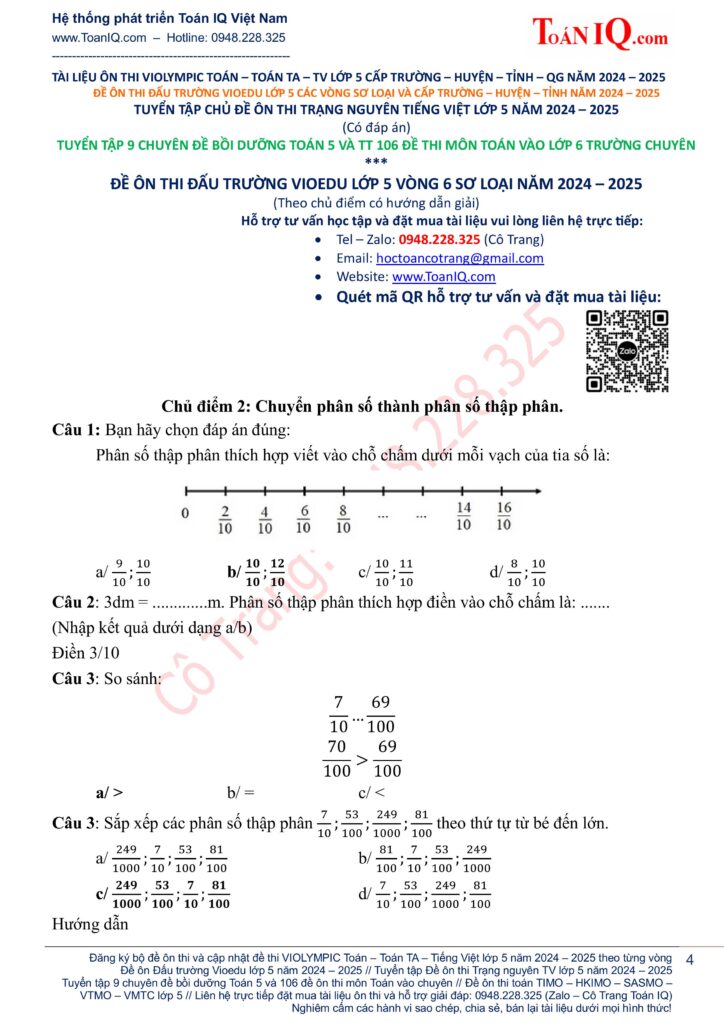 Đấu trường Vioedu lớp 5 Vòng 6 sơ loại năm 2024 - 2025
