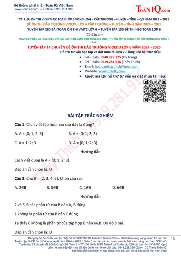 Đấu trường Vioedu lớp 6 năm 2024 - 2025