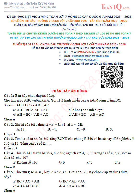 Đấu trường Vioedu lớp 7 cấp Tỉnh năm 2025 - 2026