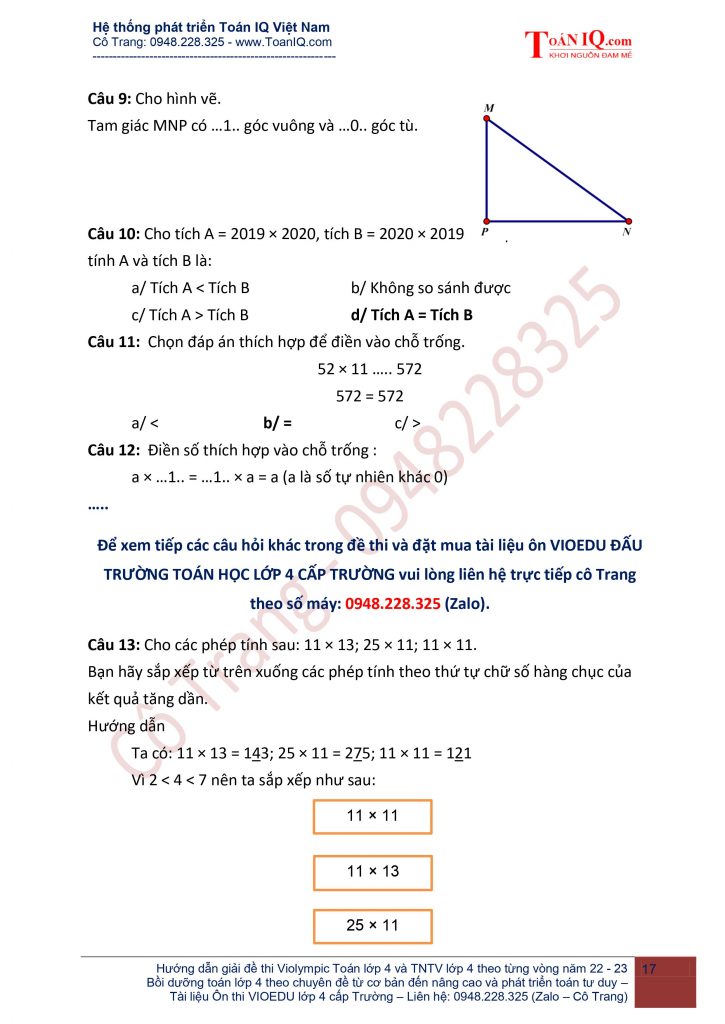 Đề thi Vioedu lớp 4 năm 2022 - 2023